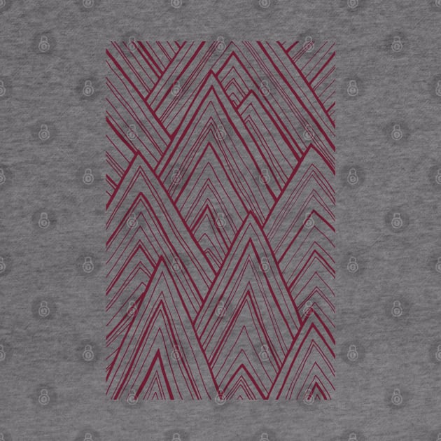 Stripe Mountains - Maroon by sallycummingsdesigns